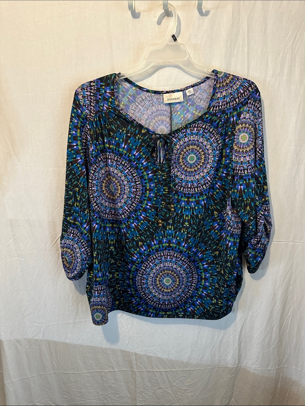 Avenue Multicolor Medallion Tie-Front Tunic